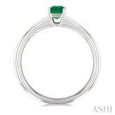 6x4 MM Octagon Shape Emerald Precious Solitaire Ring in 14K White Gold